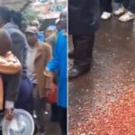 street vendor crying after his stock was destroyed by Kanjos. Photo Courtesy