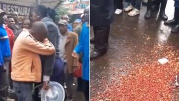 street vendor crying after his stock was destroyed by Kanjos. Photo Courtesy