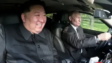North Korea's leader Kim Jong Un goes for a ride with Vladimir Putin [KCNA via Reuters]