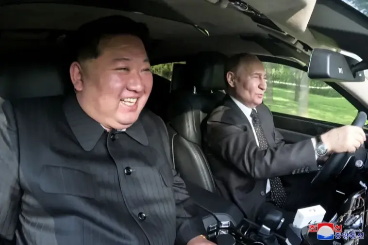 North Korea's leader Kim Jong Un goes for a ride with Vladimir Putin [KCNA via Reuters]
