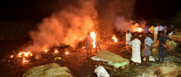 Bodies of people who died after consuming toxic liquor are cremated in Kallakurichi. PHOTO COURTESY