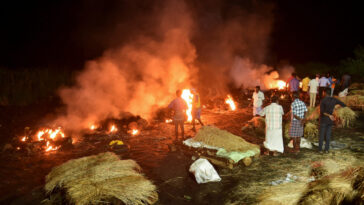 Bodies of people who died after consuming toxic liquor are cremated in Kallakurichi. PHOTO COURTESY
