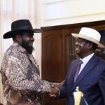 South Sudan's President Salva Kiir and Raila Odinga. PHOTO COURTESY