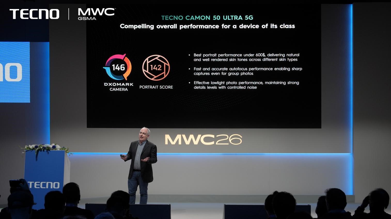 Frédéric Guichard, CEO of DXOMARK, validating the imaging excellence of the CAMON 50 Ultra 5G at MWC 2026
