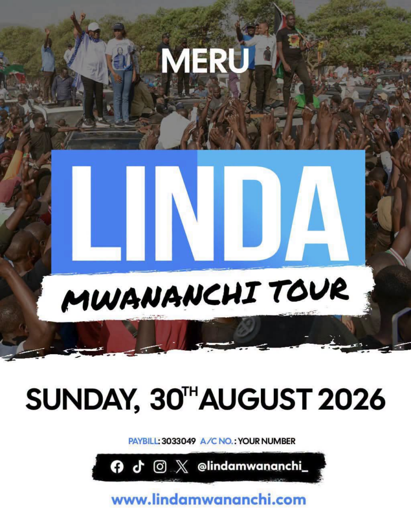 Linda Mwananchi has announced plans to hold its upcoming rally in Meru County